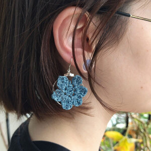 110: Handmade knitted earrings, with silver 925 up part, Χειροποίητα πλεκτά σκουλαρίκια, με ασήμι 925 επάνω μέρος