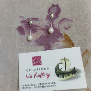 code: 111 Earrings with chain, silver 925 and natural pearls